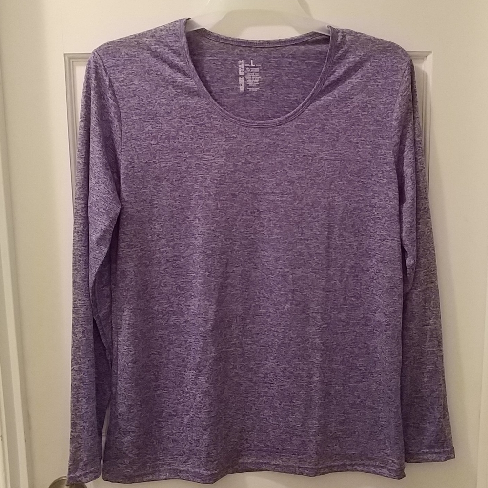 Blue Star Purple Heather Long Sleeve Crew Neck Tee Size L